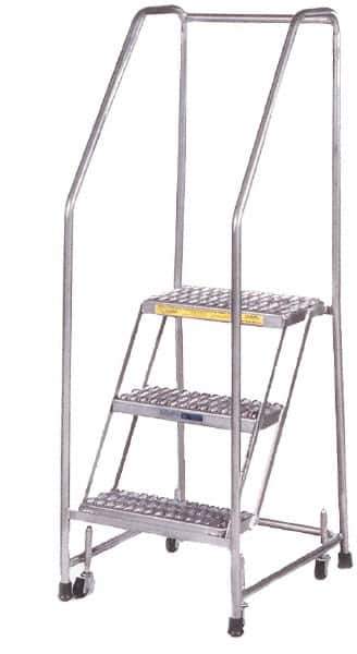 Ballymore - 49" 2 Step Ladder - 300 Lb Capacity, 19" Platform Height, 20" Base Width x 19" Depth, Heavy-Duty Serrated Grating - USA Tool & Supply
