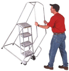 Ballymore - 49" 2 Step Ladder - 300 Lb Capacity, 19" Platform Height, 20" Base Width x 19" Depth, Heavy-Duty Serrated Grating - USA Tool & Supply