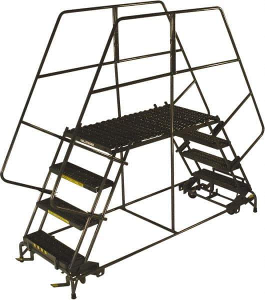 Ballymore - 68" 3 Step Double Entry Work Platform - Rolling Work Platform, 800 Lb Capacity, 30" Platform Height, 33" Base Width x 96" Base Depth, Grip Strut - USA Tool & Supply