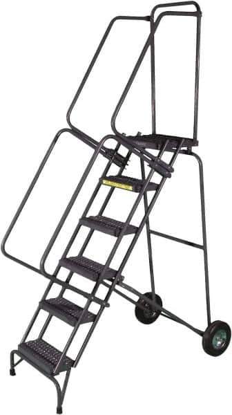 Ballymore - 93" 6 Step Ladder - 350 Lb Capacity, 60" Platform Height, 30" Base Width x 52" Base Depth, Heavy-Duty Serrated Grating - USA Tool & Supply