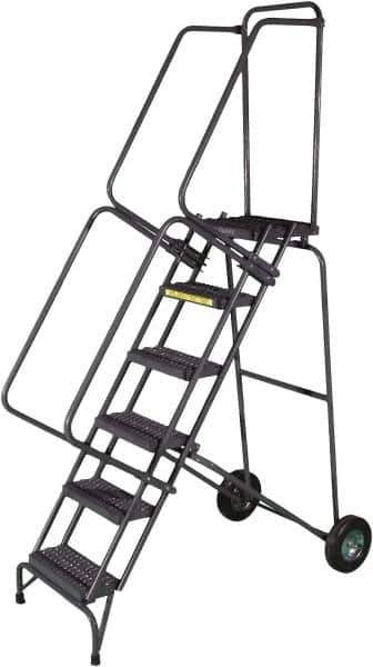 Ballymore - 93" 6 Step Ladder - 350 Lb Capacity, 60" Platform Height, 30" Base Width x 52" Base Depth, Perforated Tread - USA Tool & Supply