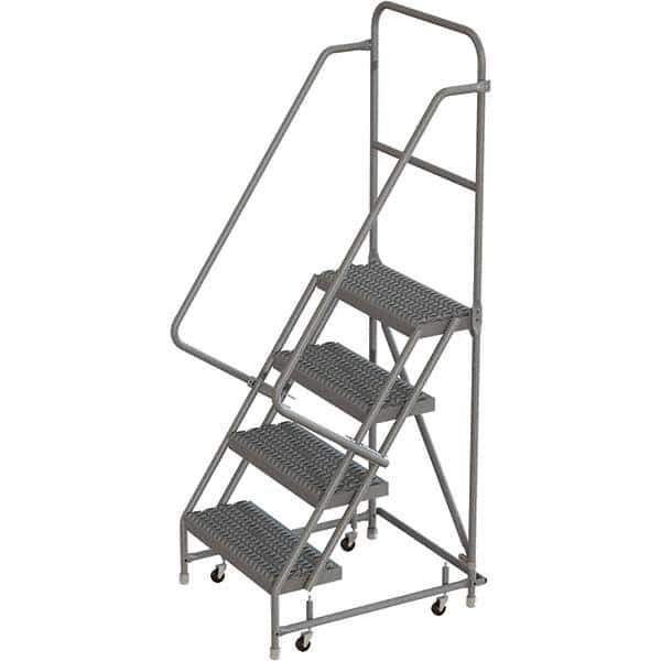 TRI-ARC - 76" 4 Step Rolling Platform Ladder - 450 Lb Capacity, 40" Platform Height, 30" Base Width x 35" Depth, Serrated Tread - USA Tool & Supply