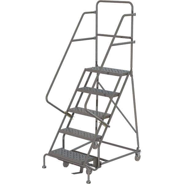 TRI-ARC - 83" 5 Step Ladder - 350 Lb Capacity, 47-1/2" Platform Height, 20" Base Width x 42" Depth, Perforated Tread - USA Tool & Supply