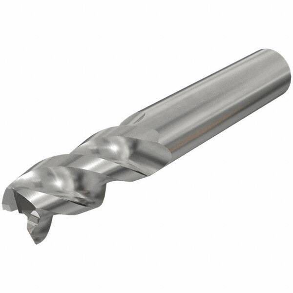 Iscar - 12mm, 25mm LOC, 12mm Shank Diam, 83mm OAL, 3 Flute, Solid Carbide Square End Mill - Single End, Uncoated, Spiral Flute, 45° Helix, Right Hand Cut, Right Hand Flute - USA Tool & Supply