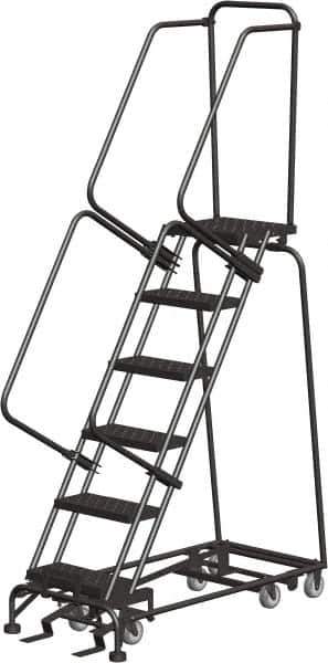 Ballymore - 93" 6 Step Ladder - 350 Lb Capacity, 60" Platform Height, 24" Base Width x 49" Depth, Heavy-Duty Serrated Grating - USA Tool & Supply