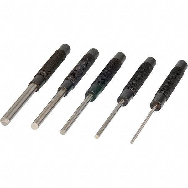 Mitutoyo - 5 Piece, 1/8 to 3/8", X-Long Punch - Round Shank, Comes in Plastic Sleeve - USA Tool & Supply