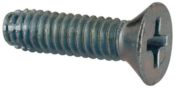 Value Collection - #8-32 UNC Thread, 5/8" OAL, #2 Phillips Drive Steel Thread Cutting Screw - Flat Head, Grade 1016-1024, Point Type F, Zinc-Plated Finish - USA Tool & Supply