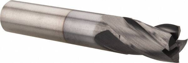 Hertel - 7/16", 5/8" LOC, 7/16" Shank Diam, 2-1/2" OAL, 4 Flute, Solid Carbide Square End Mill - Single End, TiCN Finish, Spiral Flute, 30° Helix, Centercutting, Right Hand Cut, Right Hand Flute - USA Tool & Supply