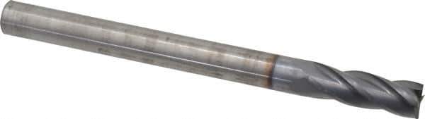 Hertel - 1/2", 1-1/2" LOC, 1/2" Shank Diam, 6" OAL, 4 Flute, Solid Carbide Square End Mill - Single End, TiCN Finish, Spiral Flute, 30° Helix, Centercutting, Right Hand Cut, Right Hand Flute - USA Tool & Supply
