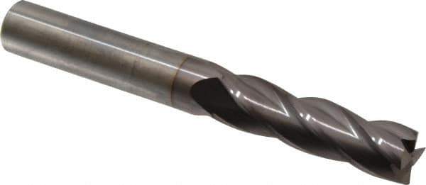 Hertel - 5/8", 2-1/4" LOC, 5/8" Shank Diam, 5" OAL, 4 Flute, Solid Carbide Square End Mill - Single End, TiCN Finish, Spiral Flute, 30° Helix, Centercutting, Right Hand Cut, Right Hand Flute - USA Tool & Supply