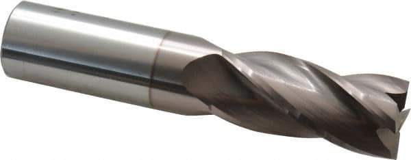 Hertel - 1", 2-1/4" LOC, 1" Shank Diam, 5" OAL, 4 Flute, Solid Carbide Square End Mill - Single End, TiCN Finish, Spiral Flute, 30° Helix, Centercutting, Right Hand Cut, Right Hand Flute - USA Tool & Supply