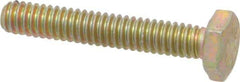 Made in USA - 1/4-20 UNC, 1-1/2" Length Under Head Hex Head Cap Screw - Fully Threaded, Grade 8 Alloy Steel, Zinc Yellow Dichromate Finish, 7/16" Hex - USA Tool & Supply