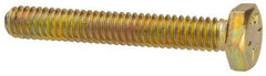 Made in USA - 1/4-20 UNC, 1-3/4" Length Under Head Hex Head Cap Screw - Fully Threaded, Grade 8 Alloy Steel, Zinc Yellow Dichromate Finish, 7/16" Hex - USA Tool & Supply