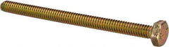 Made in USA - 1/4-20 UNC, 3-1/2" Length Under Head Hex Head Cap Screw - Fully Threaded, Grade 8 Alloy Steel, Zinc Yellow Dichromate Finish, 7/16" Hex - USA Tool & Supply
