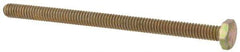 Made in USA - 1/4-20 UNC, 4" Length Under Head Hex Head Cap Screw - Fully Threaded, Grade 8 Alloy Steel, Zinc Yellow Dichromate Finish, 7/16" Hex - USA Tool & Supply