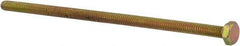Made in USA - 1/4-20 UNC, 6" Length Under Head Hex Head Cap Screw - Fully Threaded, Grade 8 Alloy Steel, Zinc Yellow Dichromate Finish, 7/16" Hex - USA Tool & Supply