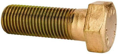 Made in North America - 1-1/2 - 6 UNC, 4-1/2" Length Under Head Hex Head Cap Screw - Partially Threaded, Grade 8 Alloy Steel, Zinc Yellow Dichromate Finish, 2-1/4" Hex - USA Tool & Supply