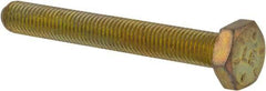 Made in USA - 1/4-28 UNF, 2" Length Under Head Hex Head Cap Screw - Fully Threaded, Grade 8 Alloy Steel, Zinc Yellow Dichromate Finish, 7/16" Hex - USA Tool & Supply