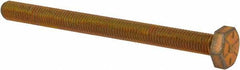 Made in USA - 1/4-28 UNF, 3" Length Under Head Hex Head Cap Screw - Fully Threaded, Grade 8 Alloy Steel, Zinc Yellow Dichromate Finish, 7/16" Hex - USA Tool & Supply