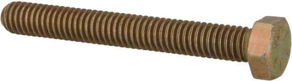 Made in USA - 5/16-18 UNC, 2-1/2" Length Under Head Hex Head Cap Screw - Fully Threaded, Grade 8 Alloy Steel, Zinc Yellow Dichromate Finish, 1/2" Hex - USA Tool & Supply