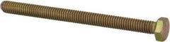 Made in USA - 5/16-18 UNC, 4" Length Under Head Hex Head Cap Screw - Fully Threaded, Grade 8 Alloy Steel, Zinc Yellow Dichromate Finish, 1/2" Hex - USA Tool & Supply