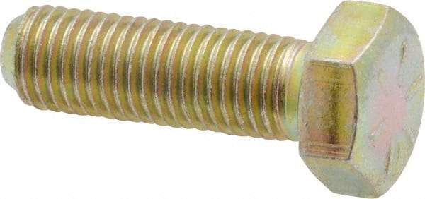 Made in USA - 5/16-24 UNF, 1" Length Under Head Hex Head Cap Screw - Fully Threaded, Grade 8 Alloy Steel, Zinc Yellow Dichromate Finish, 1/2" Hex - USA Tool & Supply
