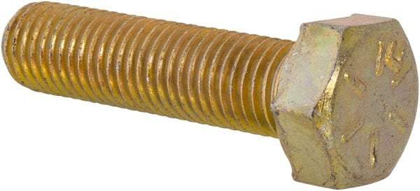Made in USA - 5/16-24 UNF, 1-1/4" Length Under Head Hex Head Cap Screw - Fully Threaded, Grade 8 Alloy Steel, Zinc Yellow Dichromate Finish, 1/2" Hex - USA Tool & Supply