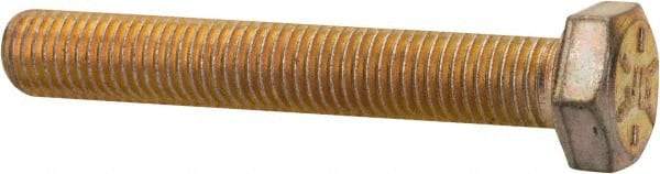 Made in USA - 5/16-24 UNF, 2" Length Under Head Hex Head Cap Screw - Fully Threaded, Grade 8 Alloy Steel, Zinc Yellow Dichromate Finish, 1/2" Hex - USA Tool & Supply