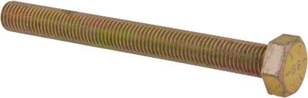 Made in USA - 5/16-24 UNF, 3" Length Under Head Hex Head Cap Screw - Fully Threaded, Grade 8 Alloy Steel, Zinc Yellow Dichromate Finish, 1/2" Hex - USA Tool & Supply