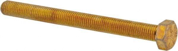 Made in USA - 5/16-24 UNF, 3-1/2" Length Under Head Hex Head Cap Screw - Fully Threaded, Grade 8 Alloy Steel, Zinc Yellow Dichromate Finish, 1/2" Hex - USA Tool & Supply