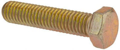 Made in USA - 3/8-16 UNC, 1-3/4" Length Under Head Hex Head Cap Screw - Fully Threaded, Grade 8 Alloy Steel, Zinc Yellow Dichromate Finish, 9/16" Hex - USA Tool & Supply