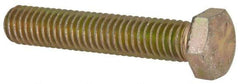 Made in USA - 3/8-16 UNC, 2" Length Under Head Hex Head Cap Screw - Fully Threaded, Grade 8 Alloy Steel, Zinc Yellow Dichromate Finish, 9/16" Hex - USA Tool & Supply