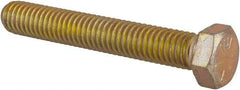 Made in USA - 3/8-16 UNC, 2-1/2" Length Under Head Hex Head Cap Screw - Fully Threaded, Grade 8 Alloy Steel, Zinc Yellow Dichromate Finish, 9/16" Hex - USA Tool & Supply