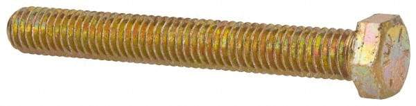 Made in USA - 3/8-16 UNC, 3" Length Under Head Hex Head Cap Screw - Fully Threaded, Grade 8 Alloy Steel, Zinc Yellow Dichromate Finish, 9/16" Hex - USA Tool & Supply