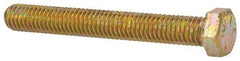 Made in USA - 3/8-16 UNC, 3" Length Under Head Hex Head Cap Screw - Fully Threaded, Grade 8 Alloy Steel, Zinc Yellow Dichromate Finish, 9/16" Hex - USA Tool & Supply