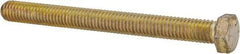 Made in USA - 3/8-16 UNC, 4" Length Under Head Hex Head Cap Screw - Fully Threaded, Grade 8 Alloy Steel, Zinc Yellow Dichromate Finish, 9/16" Hex - USA Tool & Supply