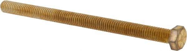 Made in North America - 3/8-16 UNC, 5-1/2" Length Under Head Hex Head Cap Screw - Fully Threaded, Grade 8 Alloy Steel, Zinc Yellow Dichromate Finish, 9/16" Hex - USA Tool & Supply