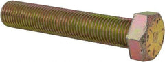 Made in USA - 3/8-24 UNF, 2" Length Under Head Hex Head Cap Screw - Fully Threaded, Grade 8 Alloy Steel, Zinc Yellow Dichromate Finish, 9/16" Hex - USA Tool & Supply