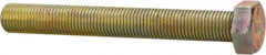 Made in USA - 3/8-24 UNF, 3" Length Under Head Hex Head Cap Screw - Fully Threaded, Grade 8 Alloy Steel, Zinc Yellow Dichromate Finish, 9/16" Hex - USA Tool & Supply