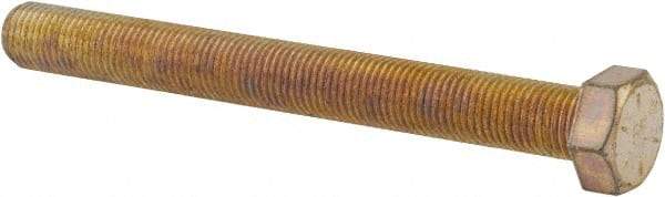 Made in USA - 3/8-24 UNF, 3-1/2" Length Under Head Hex Head Cap Screw - Fully Threaded, Grade 8 Alloy Steel, Zinc Yellow Dichromate Finish, 9/16" Hex - USA Tool & Supply