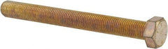 Made in USA - 3/8-24 UNF, 3-1/2" Length Under Head Hex Head Cap Screw - Fully Threaded, Grade 8 Alloy Steel, Zinc Yellow Dichromate Finish, 9/16" Hex - USA Tool & Supply