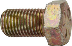 Made in USA - 7/16-20 UNF, 3/4" Length Under Head Hex Head Cap Screw - Fully Threaded, Grade 8 Alloy Steel, Zinc Yellow Dichromate Finish, 5/8" Hex - USA Tool & Supply