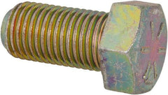 Made in USA - 7/16-20 UNF, 7/8" Length Under Head Hex Head Cap Screw - Fully Threaded, Grade 8 Alloy Steel, Zinc Yellow Dichromate Finish, 5/8" Hex - USA Tool & Supply