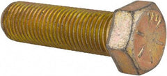 Made in USA - 7/16-20 UNF, 1-1/2" Length Under Head Hex Head Cap Screw - Fully Threaded, Grade 8 Alloy Steel, Zinc Yellow Dichromate Finish, 5/8" Hex - USA Tool & Supply