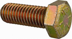 Made in North America - 1/2-13 UNC, 1-3/8" Length Under Head Hex Head Cap Screw - Fully Threaded, Grade 8 Alloy Steel, Zinc Yellow Dichromate Finish, 3/4" Hex - USA Tool & Supply