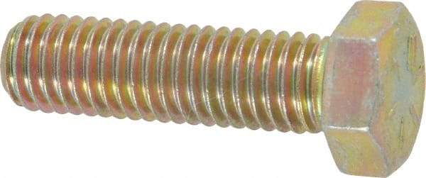 Made in USA - 1/2-13 UNC, 1-3/4" Length Under Head Hex Head Cap Screw - Fully Threaded, Grade 8 Alloy Steel, Zinc Yellow Dichromate Finish, 3/4" Hex - USA Tool & Supply