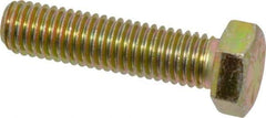 Made in USA - 1/2-13 UNC, 2" Length Under Head Hex Head Cap Screw - Fully Threaded, Grade 8 Alloy Steel, Zinc Yellow Dichromate Finish, 3/4" Hex - USA Tool & Supply