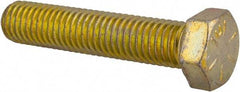 Made in USA - 1/2-13 UNC, 2-1/2" Length Under Head Hex Head Cap Screw - Fully Threaded, Grade 8 Alloy Steel, Zinc Yellow Dichromate Finish, 3/4" Hex - USA Tool & Supply