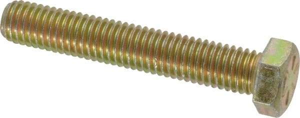 Made in USA - 1/2-13 UNC, 3" Length Under Head Hex Head Cap Screw - Fully Threaded, Grade 8 Alloy Steel, Zinc Yellow Dichromate Finish, 3/4" Hex - USA Tool & Supply