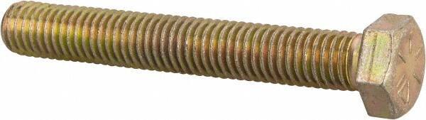 Made in USA - 1/2-13 UNC, 3-1/2" Length Under Head Hex Head Cap Screw - Fully Threaded, Grade 8 Alloy Steel, Zinc Yellow Dichromate Finish, 3/4" Hex - USA Tool & Supply